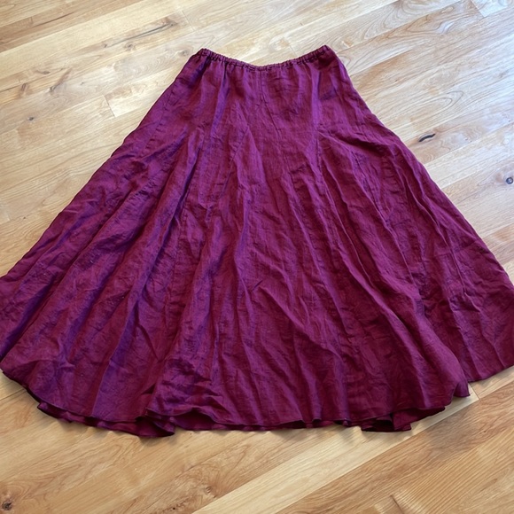 CP Shades Skirts Deep Red Cp Shades Linen Lily Boho Maxi Skirt L Poshmark